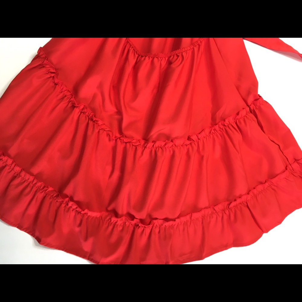 RUFFLED OPEN BACK BOW KNOT LACE V NECK MINI DRESS - Picture 6 of 8